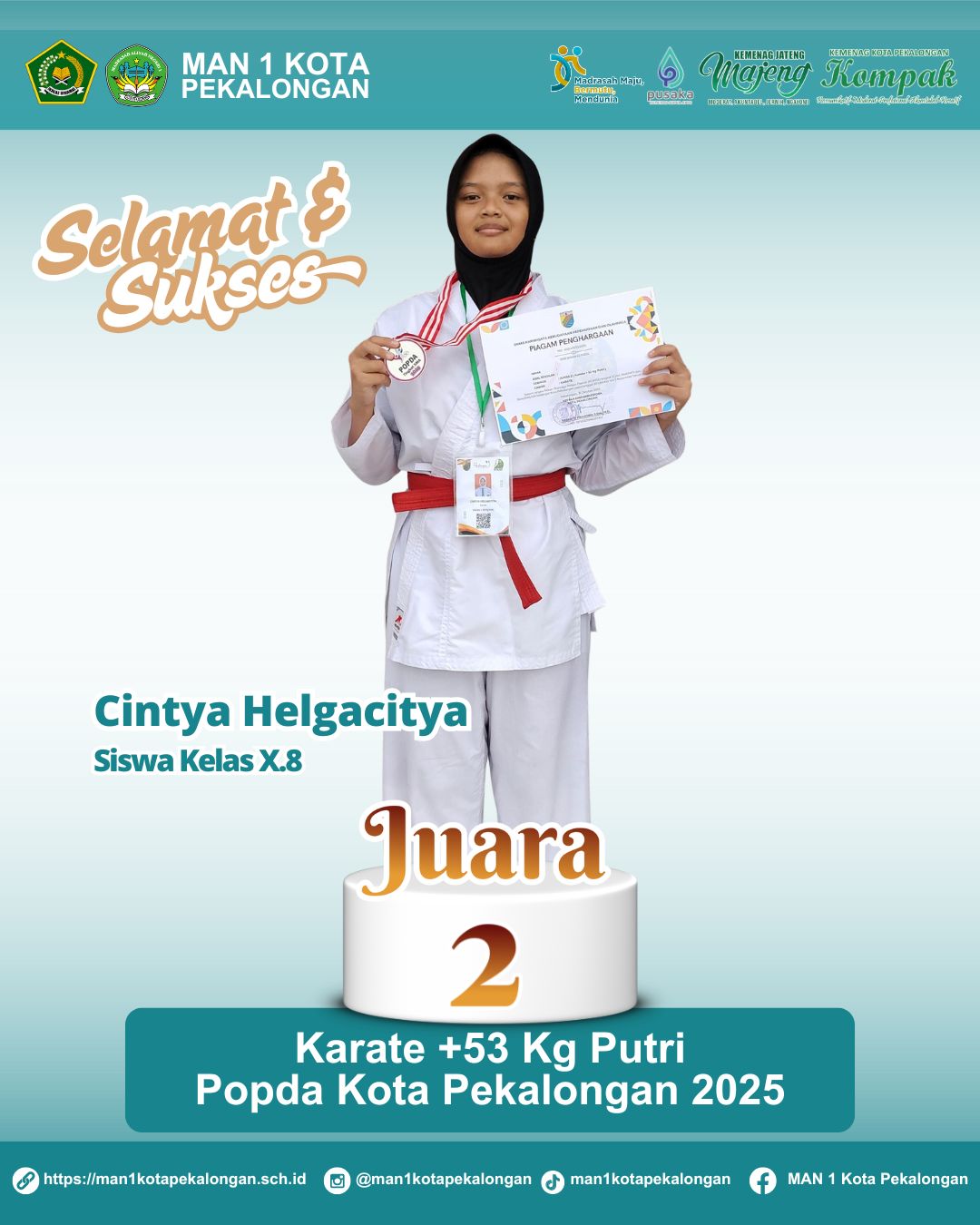 Juara 2 karate +53 Kg Putri | POPDA Kota Pekalongan