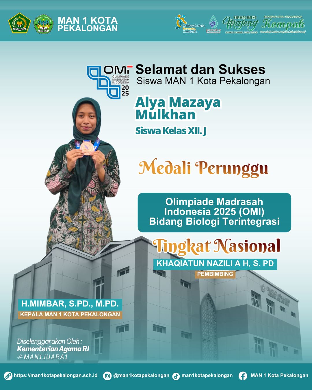 Raih Medali Perunggu di Olimpiade Madrasah Indonesia Tingkat Nasional 2025