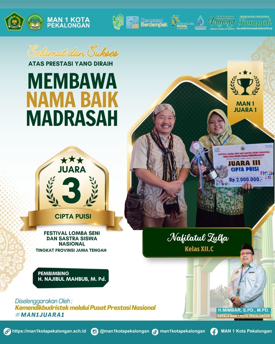 Juara 3 | Lomba Cipta Puisi | FLS3N Tingkat Provinsi Jawa Tengah