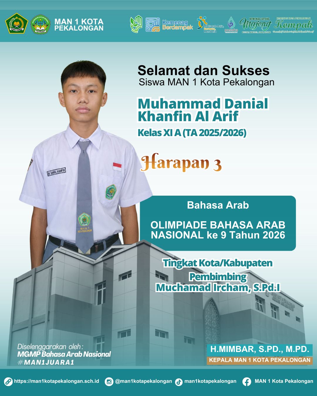 Juara Harapan 3 | Olimpiane Bahasa Arab Nasional Ke-9 | Tingkat Kota Pekalongan | Tahun 2026