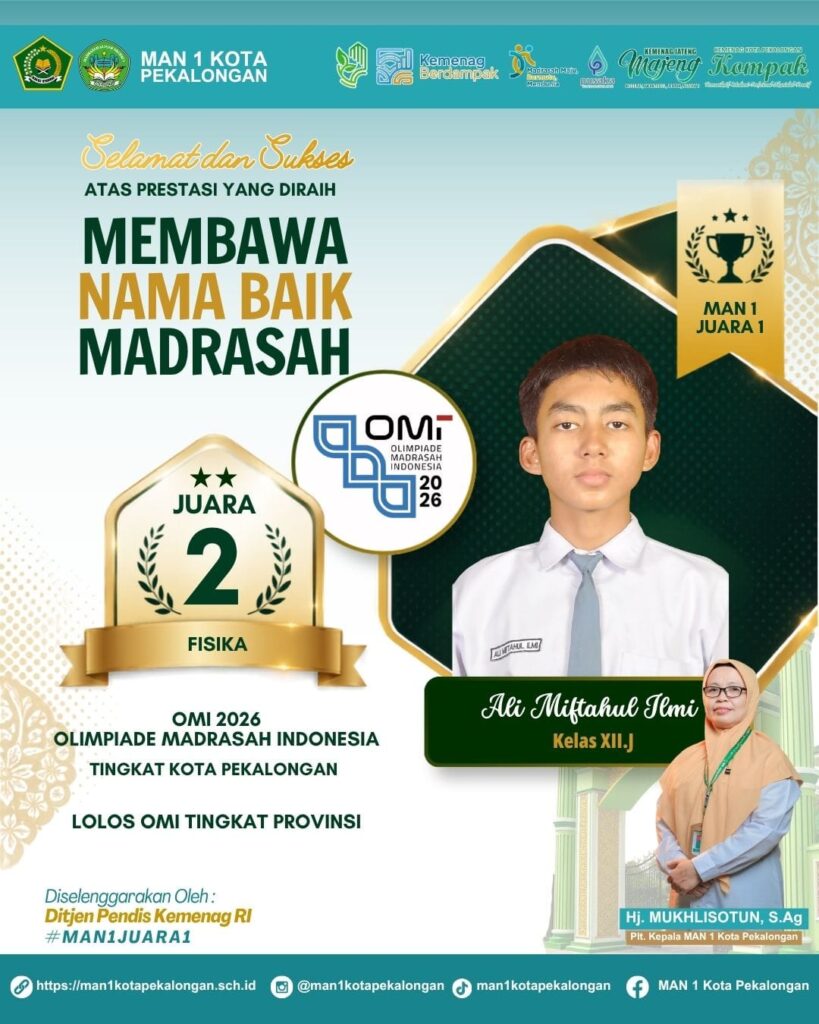 juara 2 bidang fisika pada ajang omi tk kota pkl