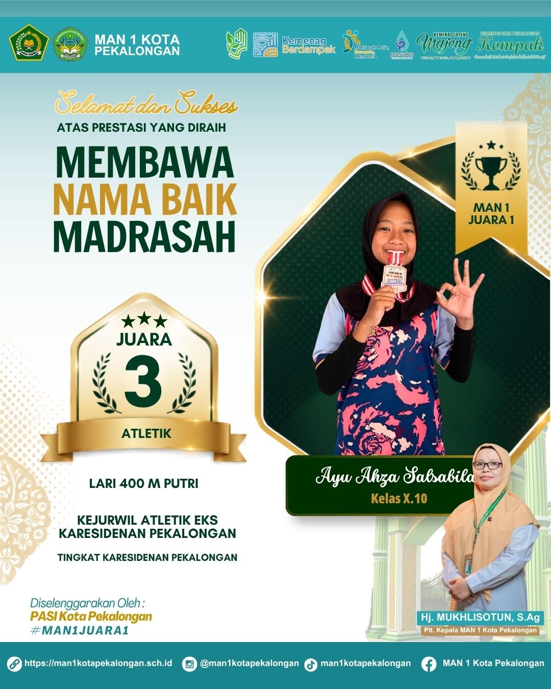 Juara 3 Lomba Lari 400 m Putri | Kejurwil Athletik Eks Karesidenan Pekalongan