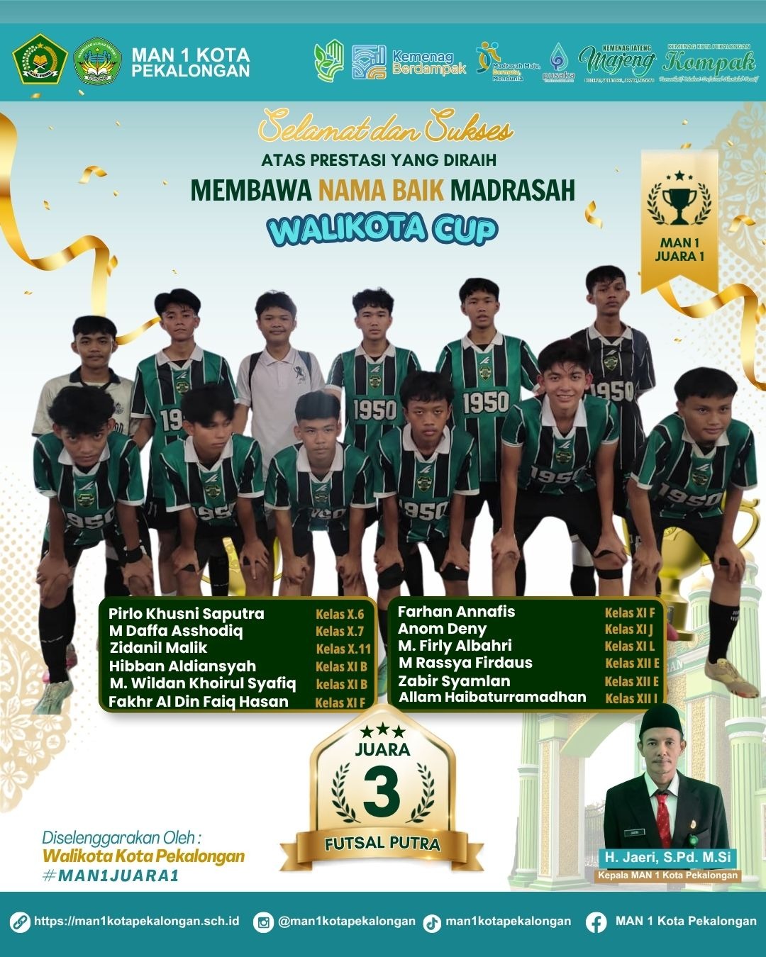 Juara 3 Futsal Putra | Walikota Cup Kota Pekalongan