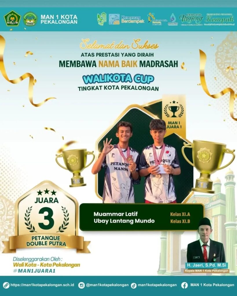 juara 3 pentaque double putra pada ajang walikota cup kota pekalongan 2026